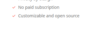 Feature list from the Index 01 site, including a checked item reading &ldquo;Customizable and open source&rdquo;